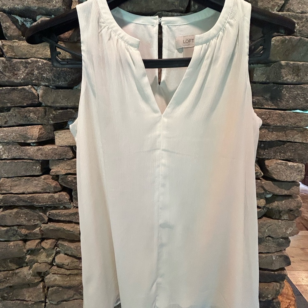 LOFT White Sleeveless Pleated Blouse